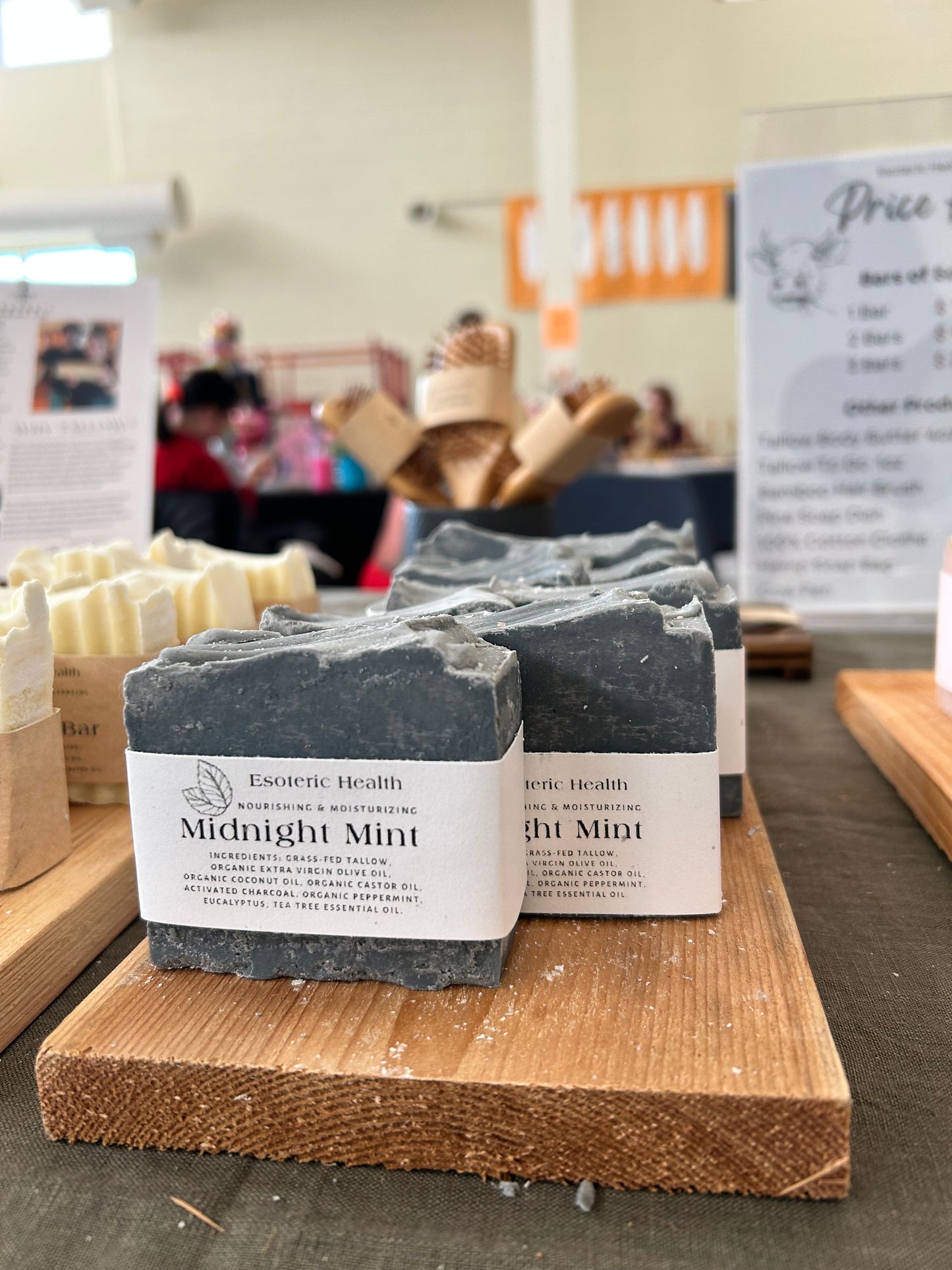 2 Organic Tallow Peppermint & Charcoal Soap Bars